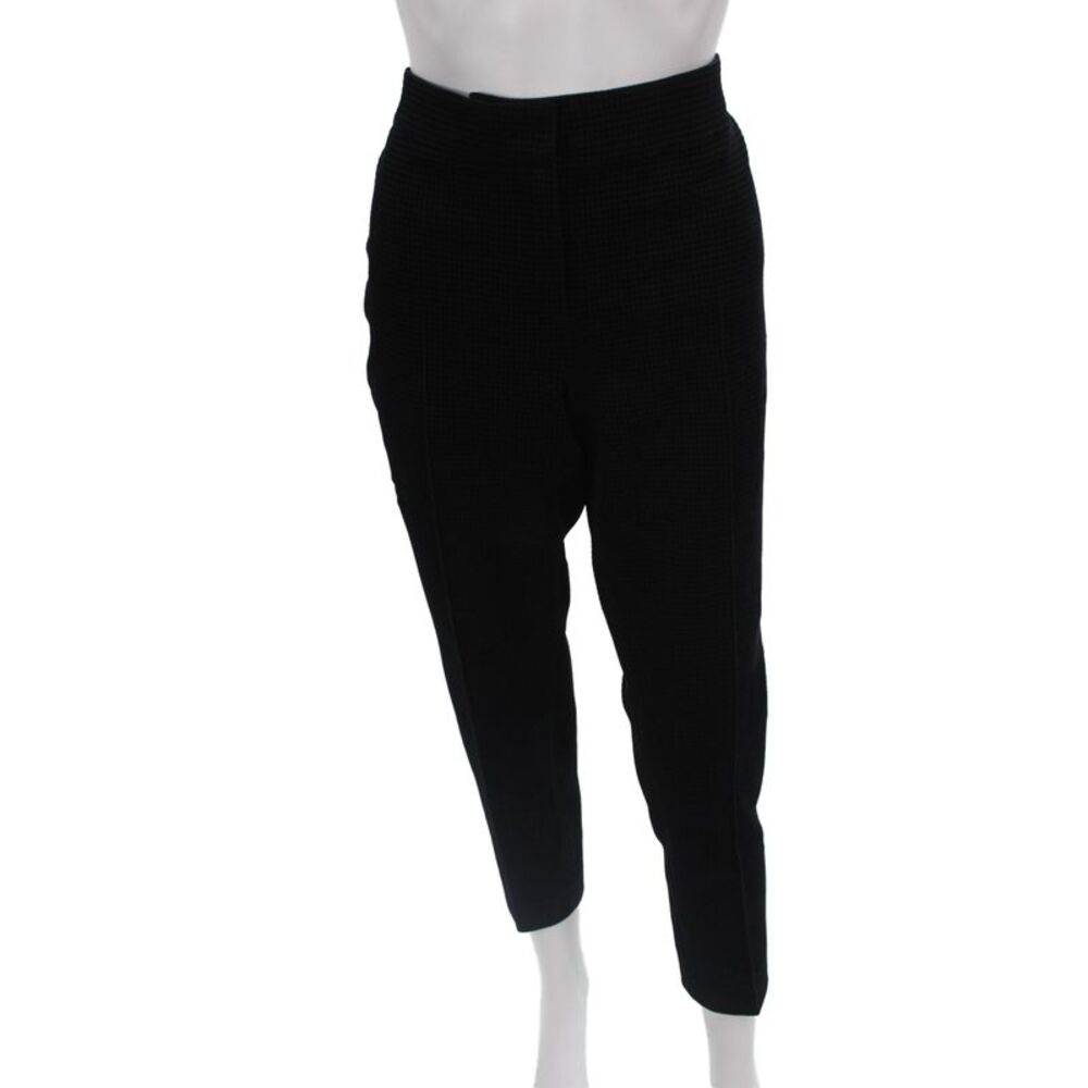 Akris Punto Women Ankle Dress Pants Black Check Button Closure Size 10